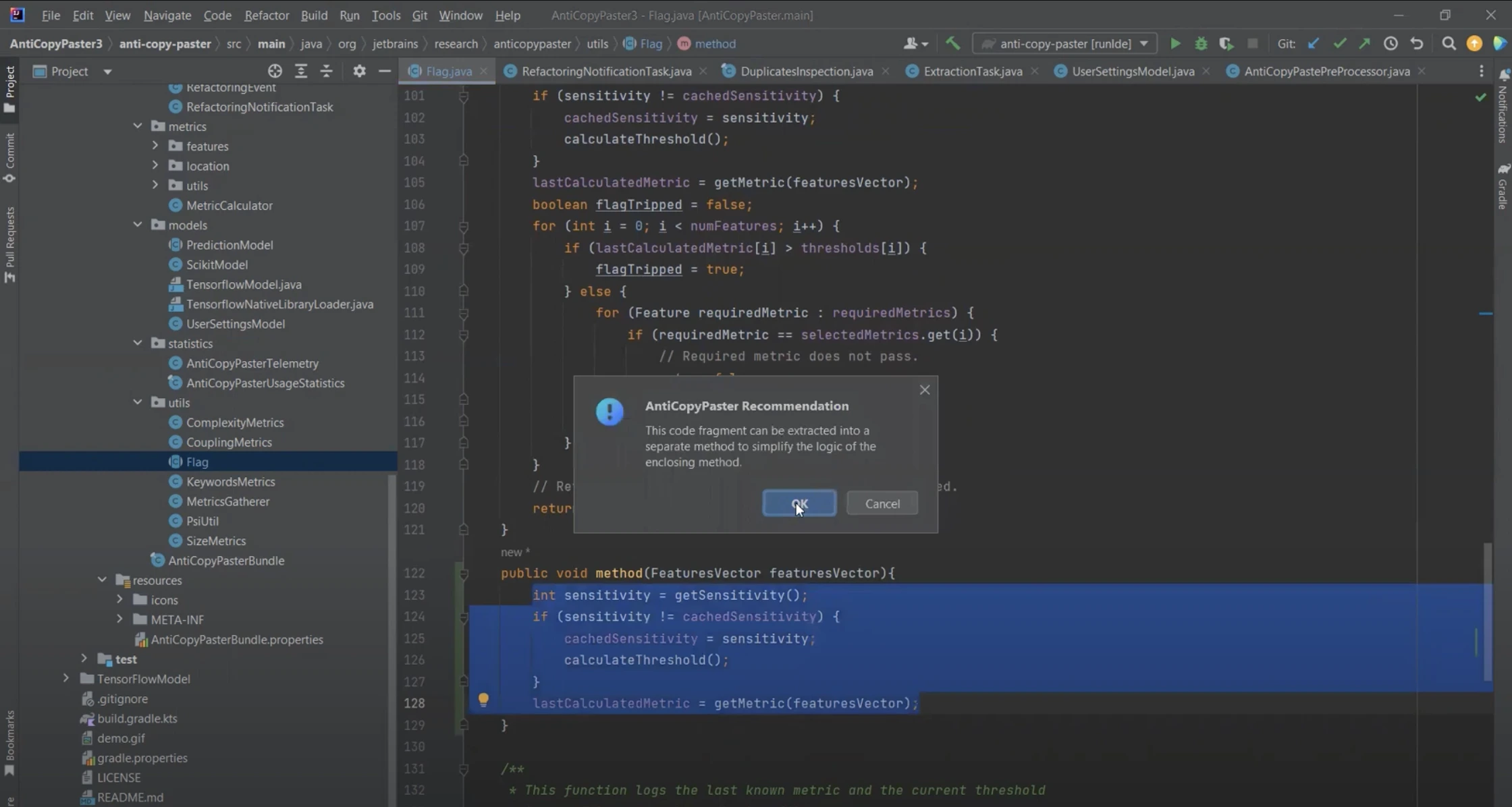 AntiCopyPaster: Jetbrains Plugin for Refactoring Code.
